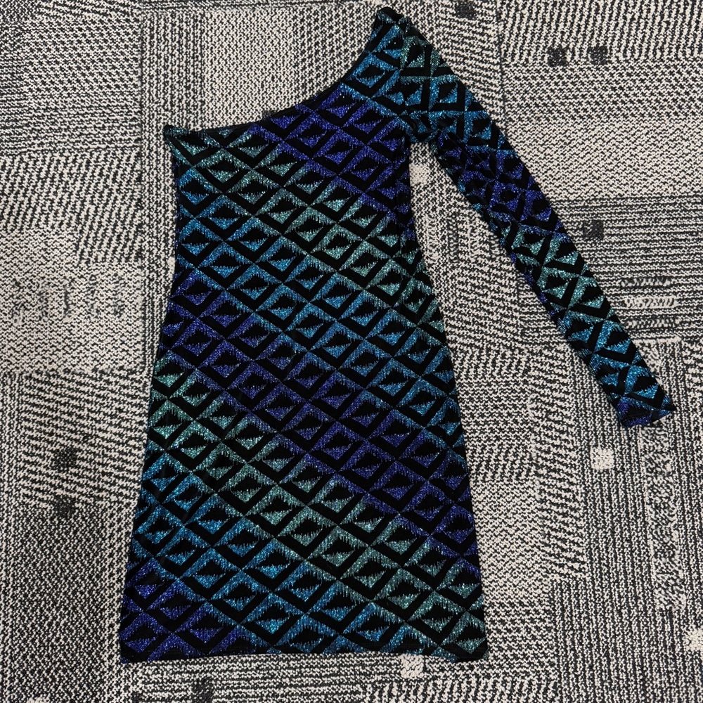 Jump Blue and Black Patterned Long Sleeve Dress